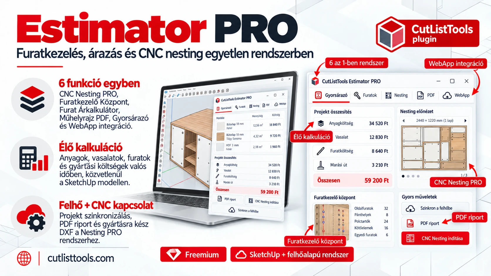 CutListTools Estimator PRO – furatkezelés, árazás és CNC nesting egy rendszerben