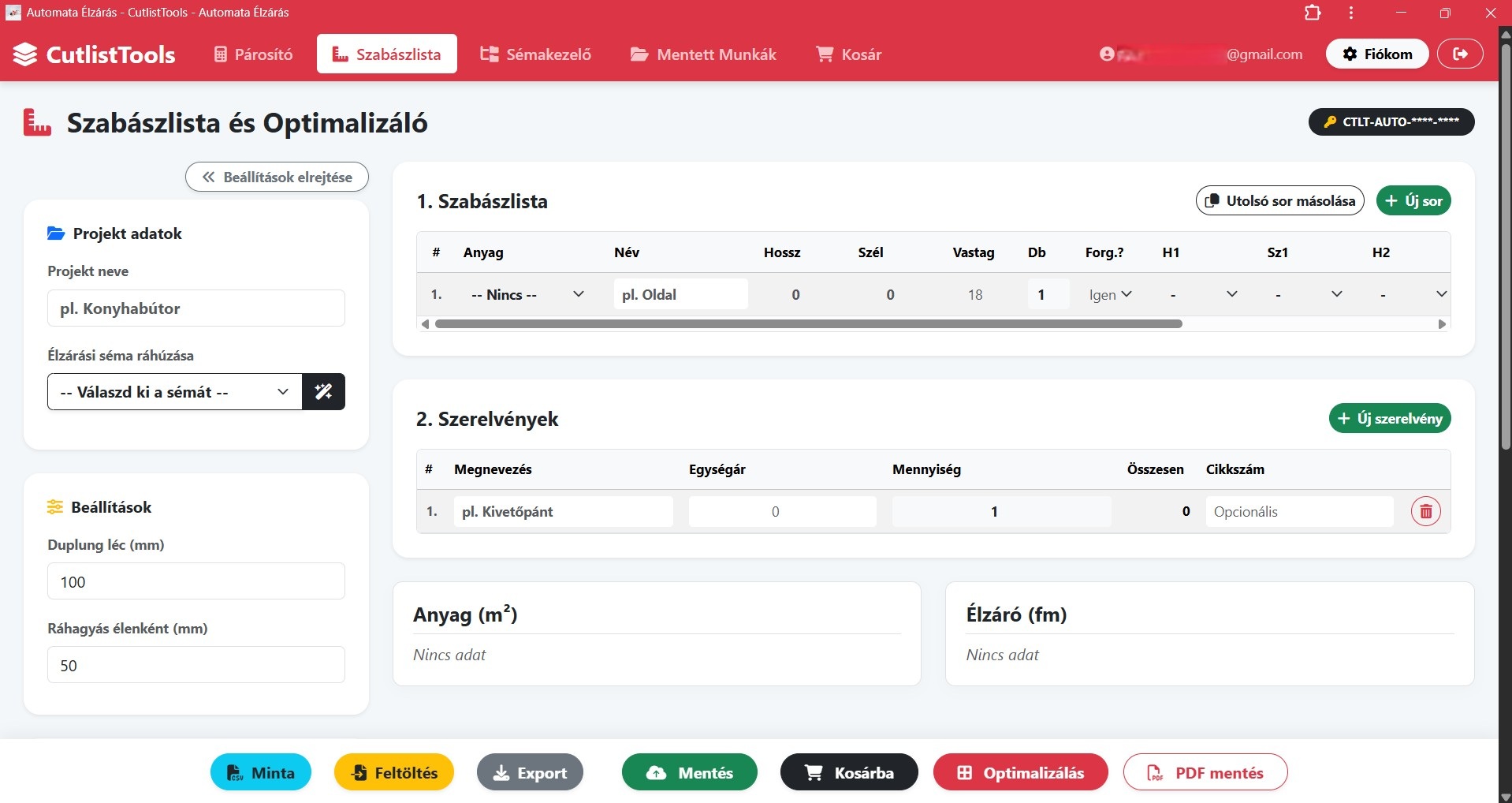 Szabáslista automatizálása