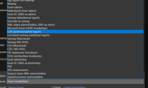 Mentés másként CSV pontosvesszővel tagolt